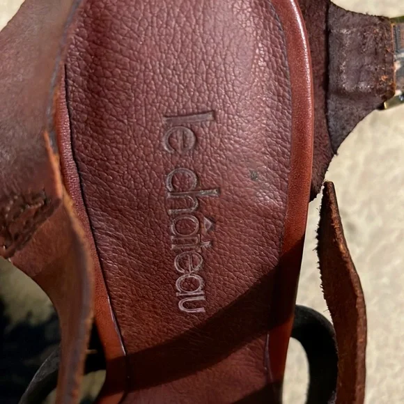 Leather 70s platform sandals. 6 - Picture 7 of 12